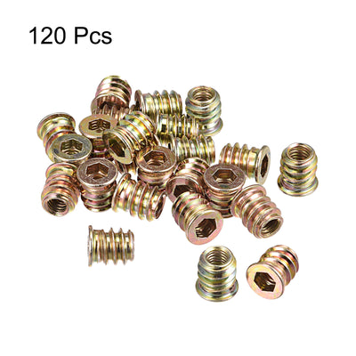 Harfington Uxcell M6x13mm Threaded Inserts for Wood Hex Socket Drive Furniture Screw-in Nut 120pcs