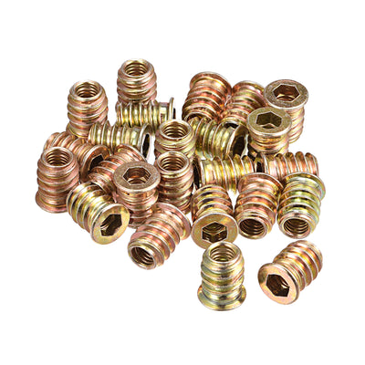 Harfington Uxcell M6x15mm Threaded Inserts for Wood Hex Socket Drive Furniture Screw-in Nut 24pcs