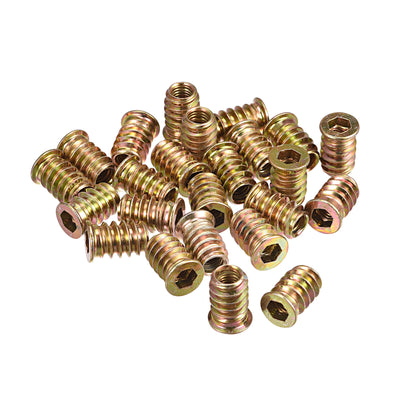 Harfington Uxcell M6x17mm Threaded Inserts for Wood Hex Socket Drive Furniture Screw-in Nut 64pcs