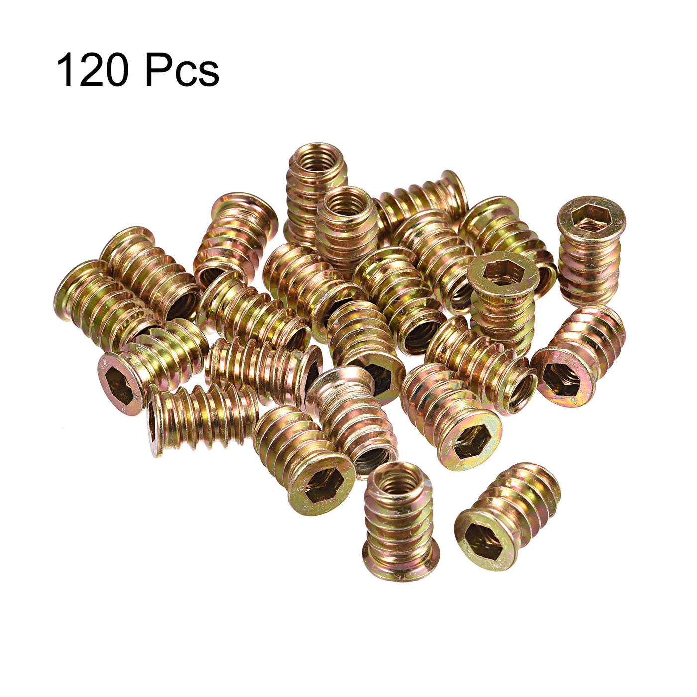 uxcell Uxcell M6x17mm Threaded Inserts for Wood Hex Socket Drive Furniture Screw-in Nut 120pcs