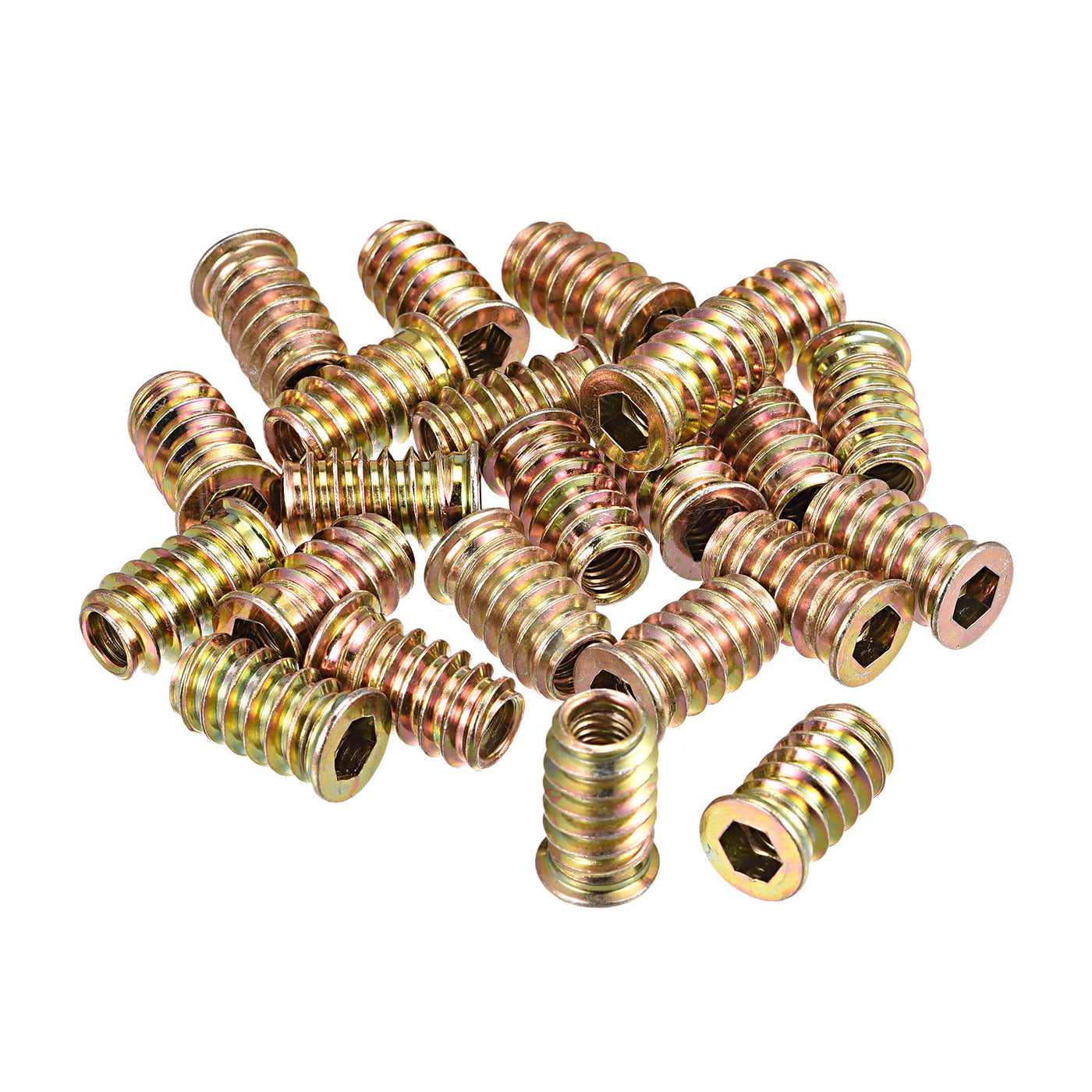 uxcell Uxcell M6x20mm Threaded Inserts for Wood Hex Socket Drive Furniture Screw-in Nut 24pcs