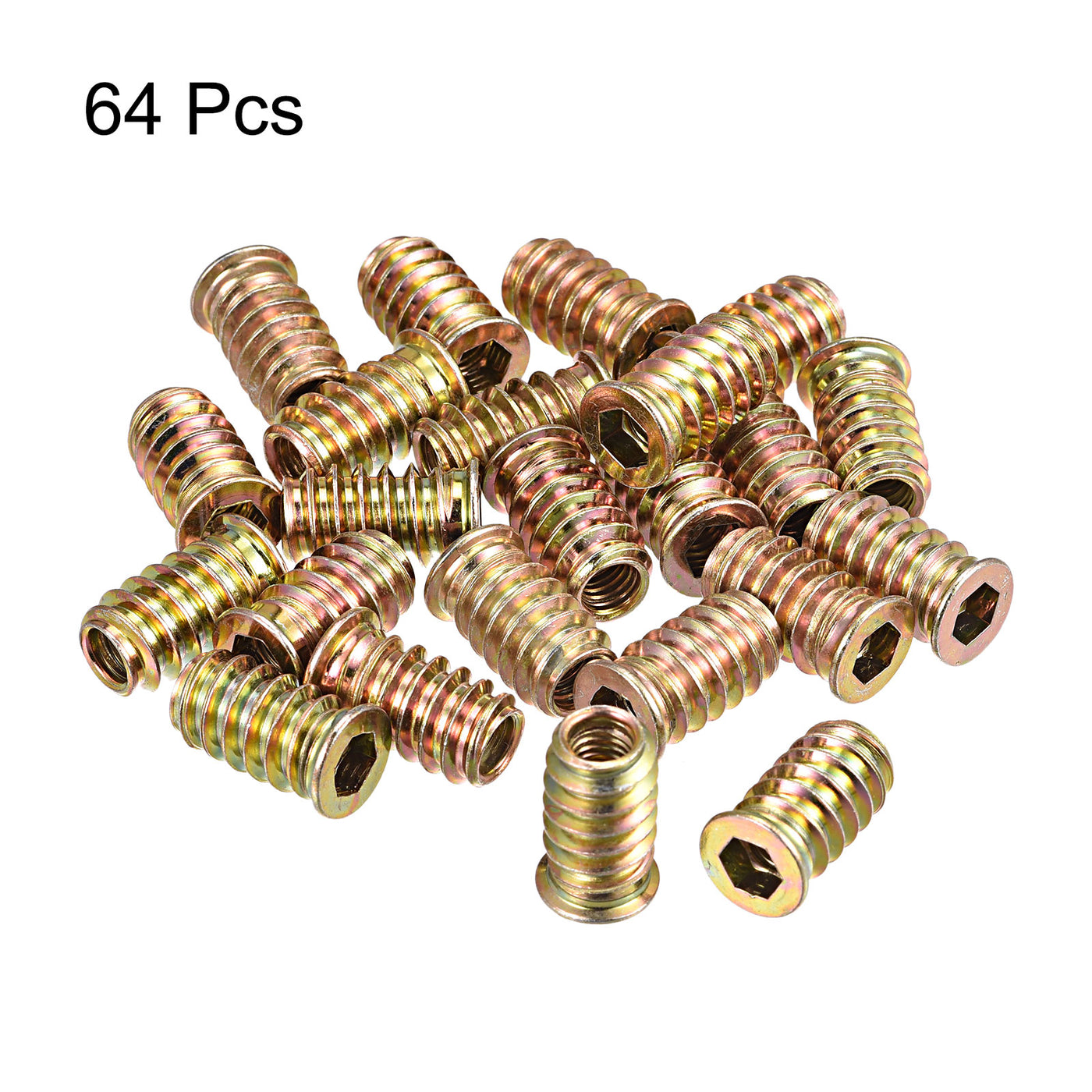 uxcell Uxcell M6x20mm Threaded Inserts for Wood Hex Socket Drive Furniture Screw-in Nut 64pcs