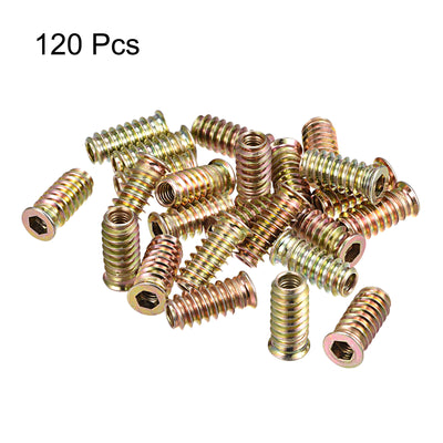 Harfington Uxcell M6x25mm Threaded Inserts for Wood Hex Socket Drive Furniture Screw-in Nut 120pcs
