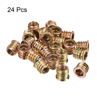 Harfington Uxcell M8x13mm Threaded Inserts for Wood Hex Socket Drive Furniture Screw-in Nut 24pcs