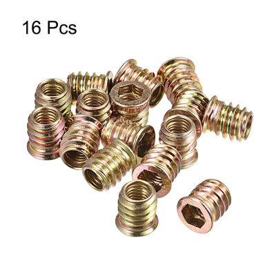 Harfington Uxcell M8x15mm Threaded Inserts for Wood Hex Socket Drive Furniture Screw-in Nut 16pcs