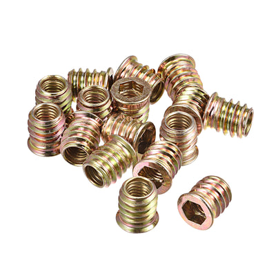 Harfington Uxcell M8x15mm Threaded Inserts for Wood Hex Socket Drive Furniture Screw-in Nut 16pcs