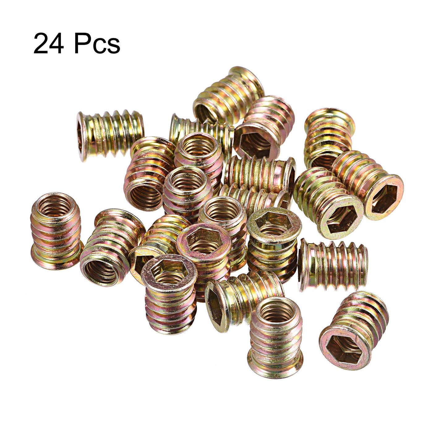uxcell Uxcell M8x17mm Threaded Inserts for Wood Hex Socket Drive Furniture Screw-in Nut 24pcs