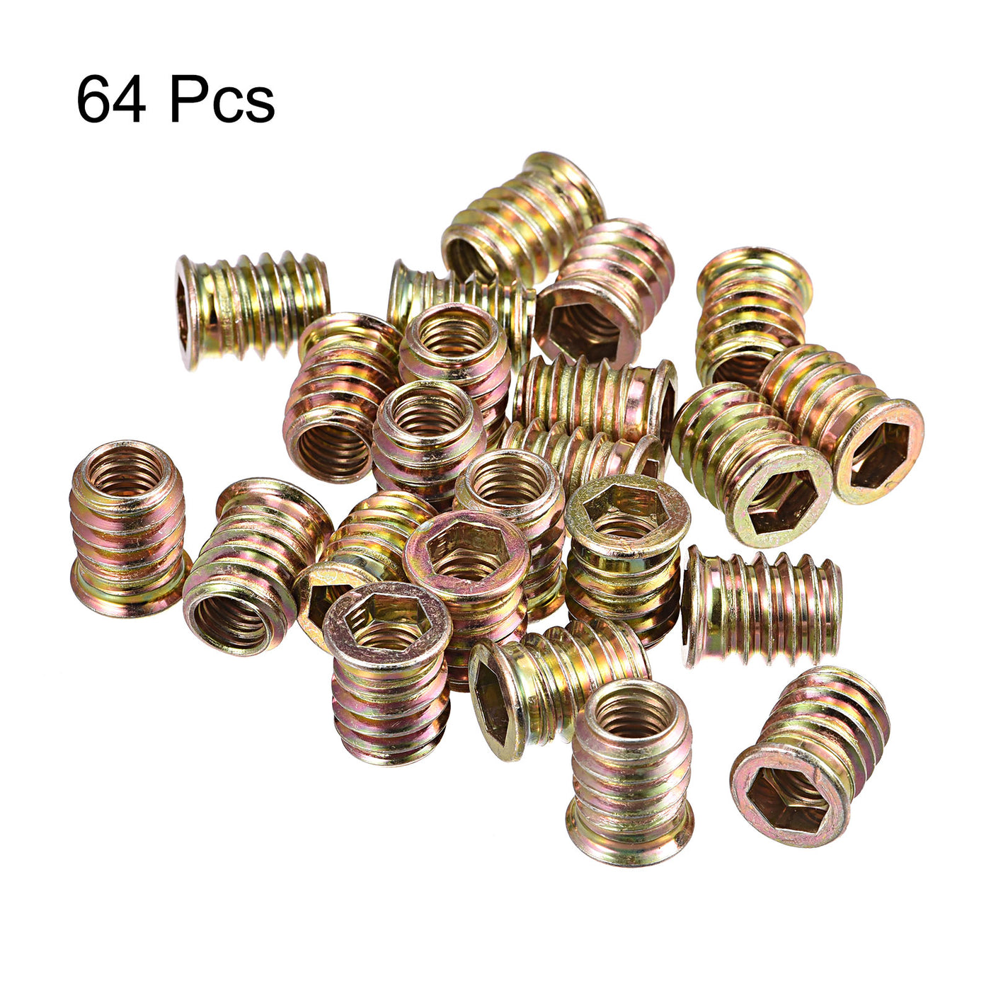 uxcell Uxcell M8x17mm Threaded Inserts for Wood Hex Socket Drive Furniture Screw-in Nut 64pcs