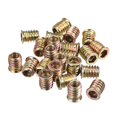 Harfington Uxcell M8x17mm Threaded Inserts for Wood Hex Socket Drive Furniture Screw-in Nut 64pcs