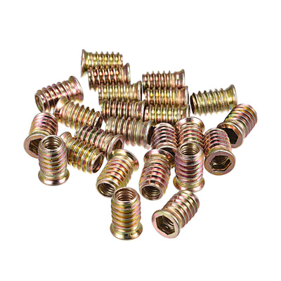 Harfington Uxcell M8x20mm Threaded Inserts for Wood Hex Socket Drive Furniture Screw-in Nut 24pcs