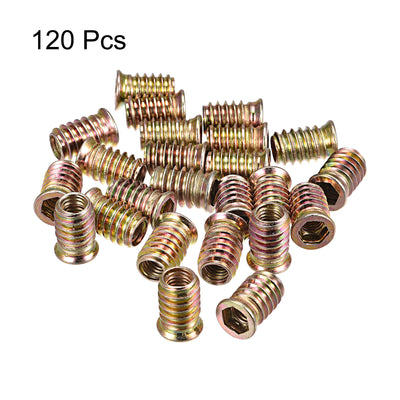 Harfington Uxcell M8x20mm Threaded Inserts for Wood Hex Socket Drive Furniture Screw-in Nut 120pcs