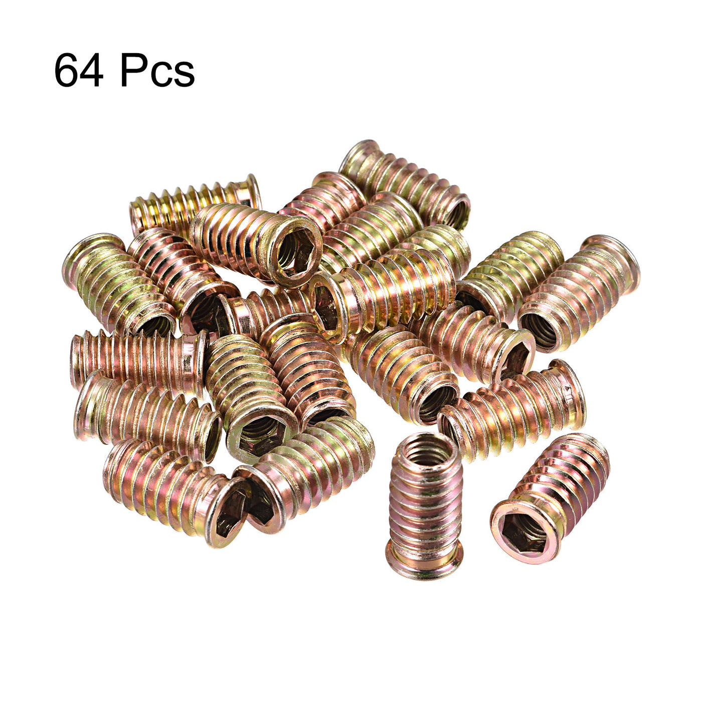 uxcell Uxcell M8x25mm Threaded Inserts for Wood Hex Socket Drive Furniture Screw-in Nut 64pcs