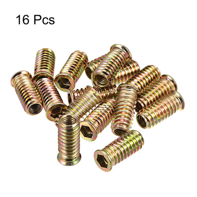 Harfington Uxcell M8x30mm Threaded Inserts for Wood Hex Socket Drive Furniture Screw-in Nut 16pcs