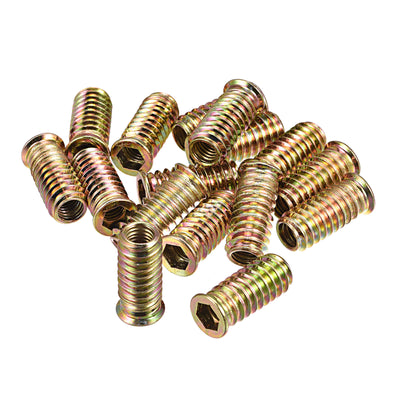 Harfington Uxcell M8x30mm Threaded Inserts for Wood Hex Socket Drive Furniture Screw-in Nut 48pcs