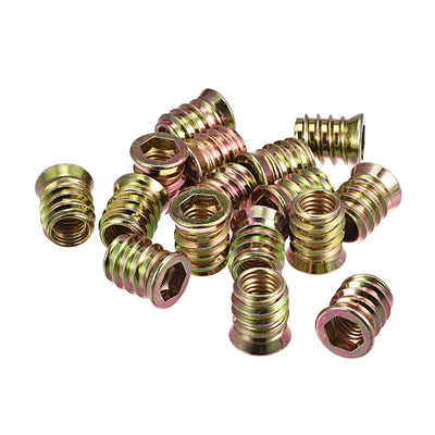 Harfington Uxcell M10x20mm Threaded Inserts for Wood Hex Socket Drive Furniture Screw-in Nut 16pcs