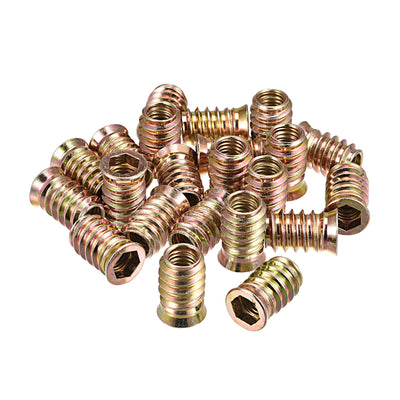 Harfington Uxcell M10x25mm Threaded Inserts for Wood Hex Socket Drive Furniture Screw-in Nut 24pcs