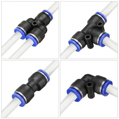 Harfington Pneumatic PU Air Hose Pipe Kit, Tube Connector with Push to Connect Fittings