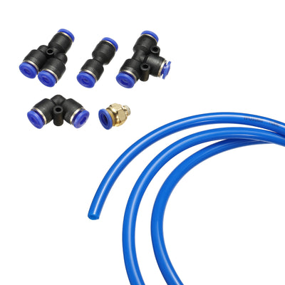 Harfington Pneumatic PU Air Hose Pipe Kit, Tube Connector with Push to Connect Fittings