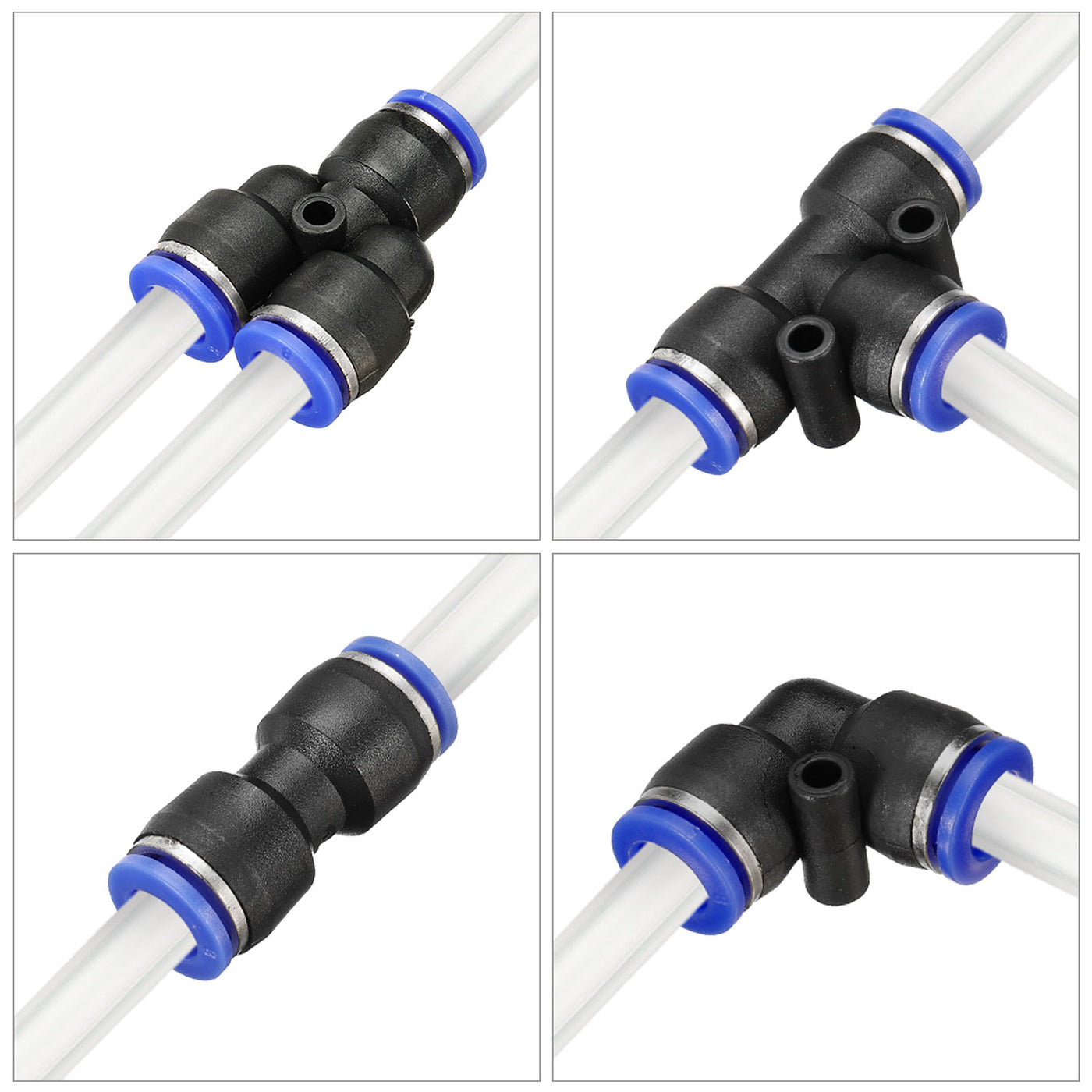 Harfington Pneumatic PU Air Hose Pipe Kit, Tube Connectors with Push to Connect Fitting