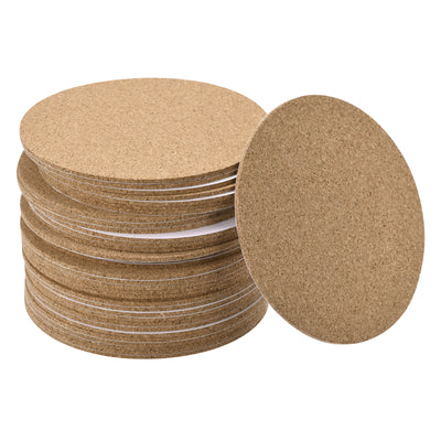 Harfington Uxcell 100mm(3.94") Round Coasters 2mm Thick Cork Cup Mat Self-Adhesive Pad 36pcs