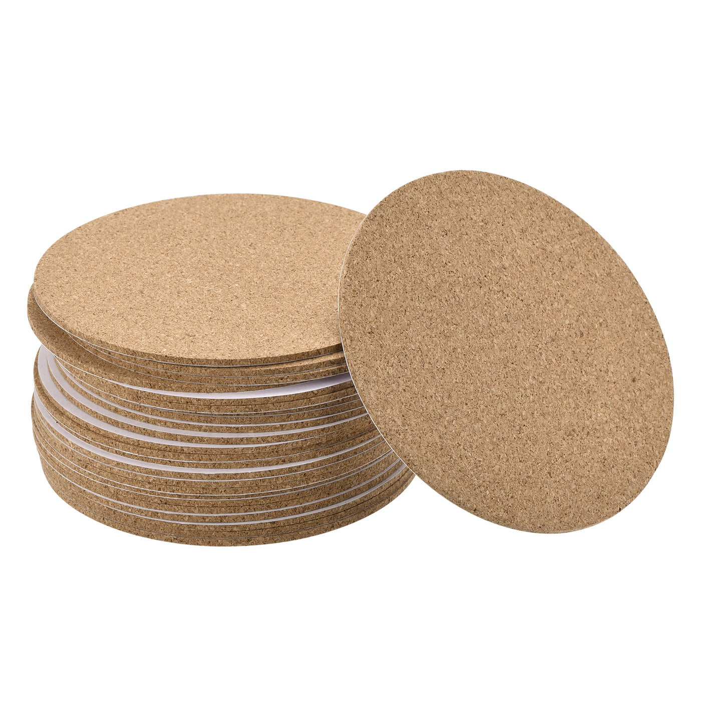 uxcell Uxcell 100mm(3.94") Round Coasters 2mm Thick Cork Cup Mat Self-Adhesive Pad 24pcs