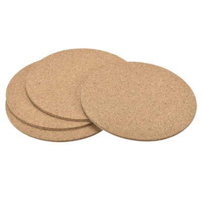 Harfington Uxcell 100mm(3.94") Round Coasters 2mm Thick Cork Cup Mat Self-Adhesive Pad 4pcs