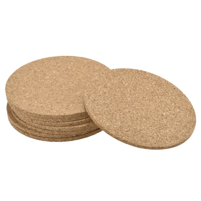 Harfington Uxcell 90mm(3.54") Round Coasters 3mm Thick Cork Cup Mat Pad for Tableware 8pcs