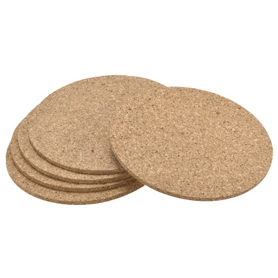 Harfington Uxcell 95mm(3.74") Round Coasters 3mm Thick Cork Cup Mat Pad for Tableware 5pcs