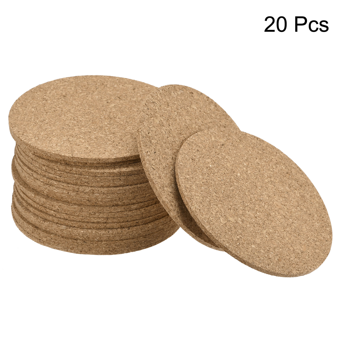 uxcell Uxcell 100mm(3.94") Round Coasters 3mm Thick Cork Cup Mat Pad for Tableware 20pcs