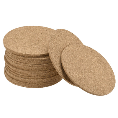 Harfington Uxcell 100mm(3.94") Round Coasters 3mm Thick Cork Cup Mat Pad for Tableware 20pcs