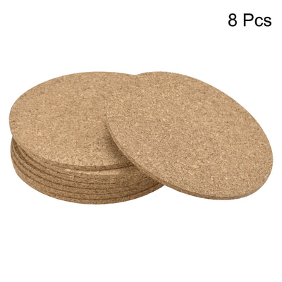 Harfington Uxcell 100mm(3.94") Round Coasters 3mm Thick Cork Cup Mat Pad for Tableware 8pcs