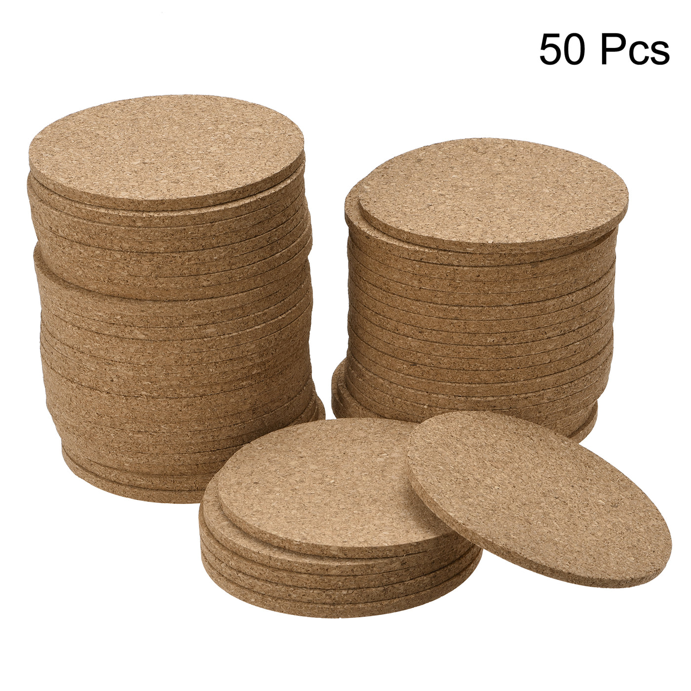 uxcell Uxcell 95mm(3.74") Round Coasters 4mm Thick Cork Cup Mat Pad for Tableware 50pcs