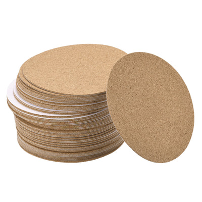 Harfington Uxcell 100mm(3.94") Dia Round Coasters 1mm Thick Cork Cup Mat Self-Adhesive Pad 60pcs