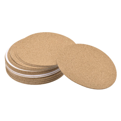 Harfington Uxcell 100mm(3.94") Dia Round Coasters 1mm Thick Cork Cup Mat Self-Adhesive Pad 24pcs