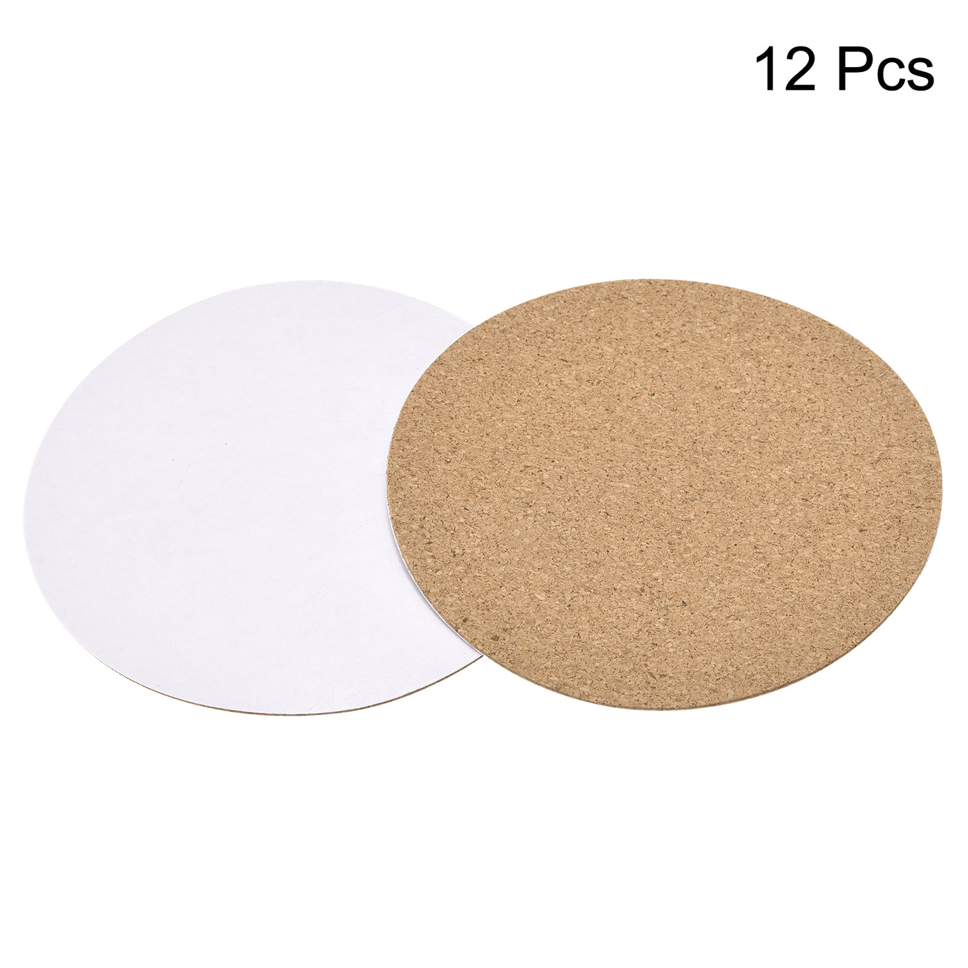 uxcell Uxcell 100mm(3.94") Dia Round Coasters 1mm Thick Cork Cup Mat Self-Adhesive Pad 12pcs