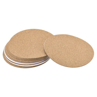 Harfington Uxcell 100mm(3.94") Dia Round Coasters 1mm Thick Cork Cup Mat Self-Adhesive Pad 12pcs