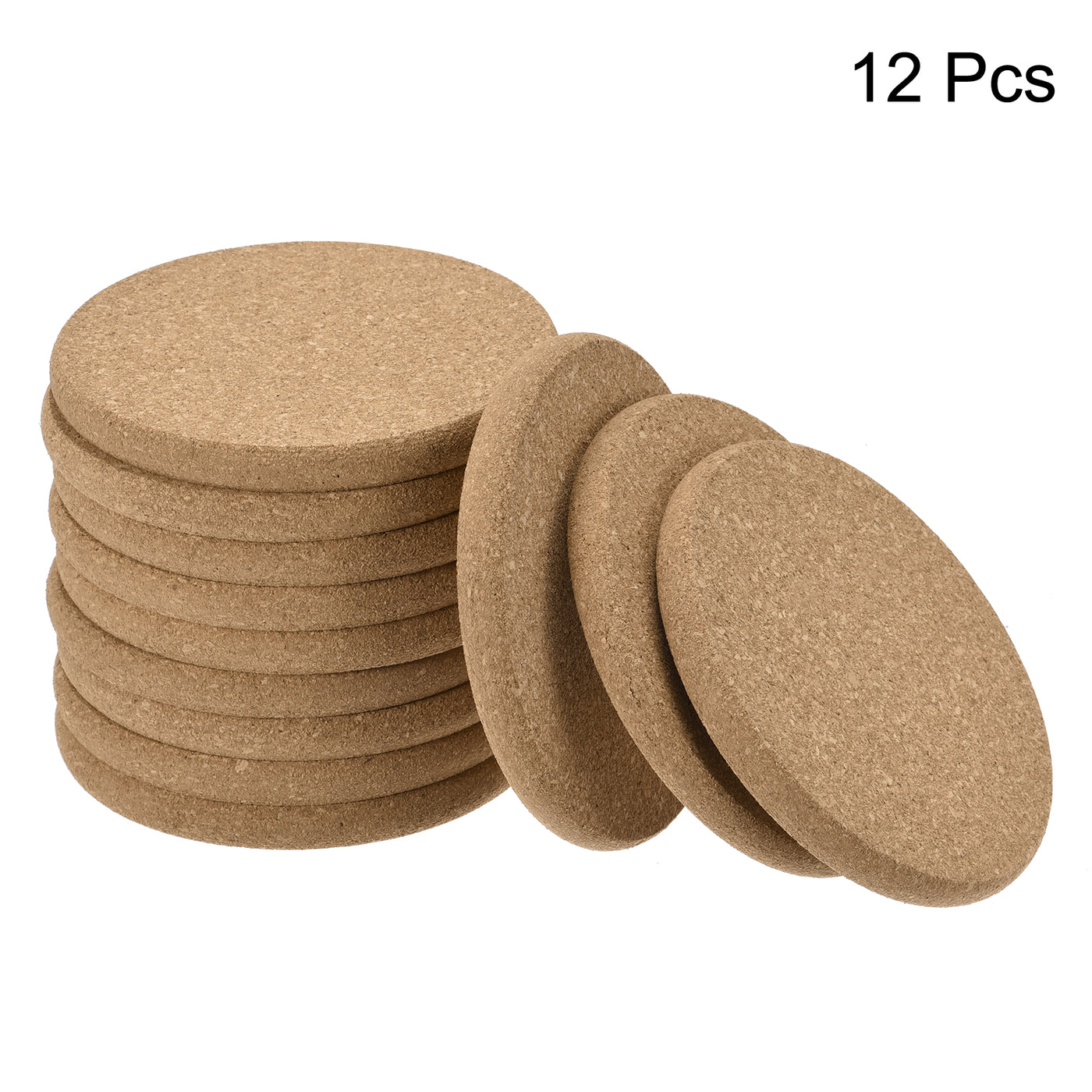 uxcell Uxcell 100mm(3.94") Round Coasters 10mm Thick Cork Cup Mat Pad Round Edge 12pcs
