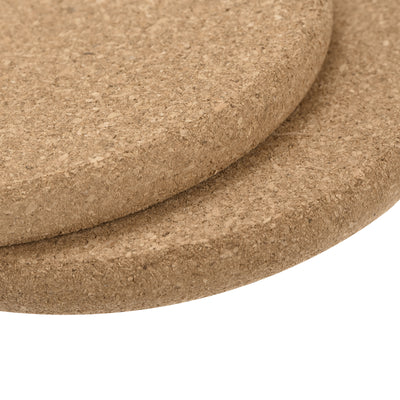 Harfington Uxcell 100mm(3.94") Round Coasters 10mm Thick Cork Cup Mat Pad Round Edge 12pcs