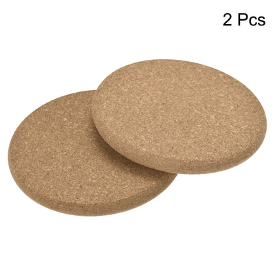 Harfington Uxcell 100mm(3.94") Round Coasters 10mm Thick Cork Cup Mat Pad Round Edge 2pcs