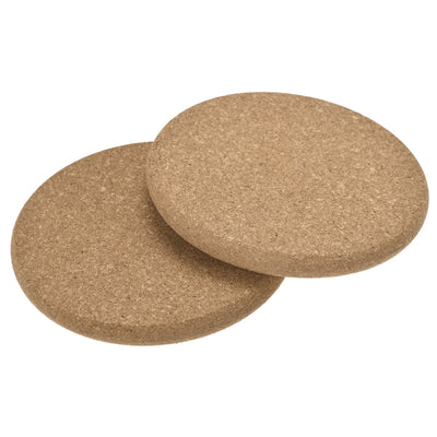 Harfington Uxcell 100mm(3.94") Round Coasters 10mm Thick Cork Cup Mat Pad Round Edge 2pcs