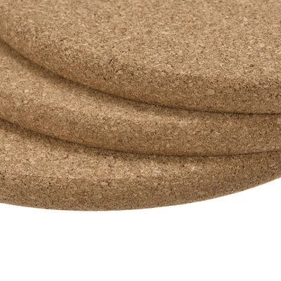 Harfington Uxcell 160mm(6.3") Round Coasters 10mm Thick Cork Cup Mat Pad Round Edge 3pcs