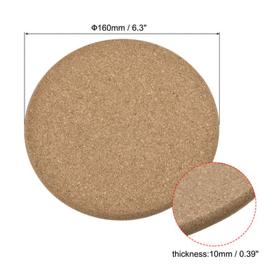 Harfington Uxcell 160mm(6.3") Round Coasters 10mm Thick Cork Cup Mat Pad Round Edge