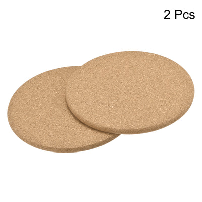 Harfington Uxcell 190mm(7.48") Round Coasters 10mm Thick Cork Cup Mat Pad Round Edge 2pcs