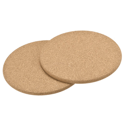Harfington Uxcell 190mm(7.48") Round Coasters 10mm Thick Cork Cup Mat Pad Round Edge 2pcs