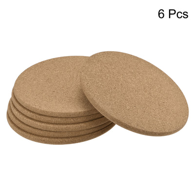 Harfington Uxcell 190mm(7.48") Round Coasters 10mm Thick Cork Cup Mat Pad Round Edge 6pcs