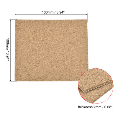 Harfington Uxcell 100x100x2mm Square Coasters Cork Cup Mat Pad Adhesive Backed 16pcs