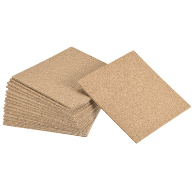 Harfington Uxcell 100x100x2mm Square Coasters Cork Cup Mat Pad Adhesive Backed 16pcs