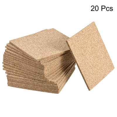 Harfington Uxcell 90x90x3mm Square Coasters Cork Cup Mat Pad for Tableware 20pcs