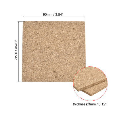 Harfington Uxcell 90x90x3mm Square Coasters Cork Cup Mat Pad for Tableware 4pcs
