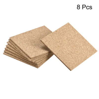 Harfington Uxcell 95x95x3mm Square Coasters Cork Cup Mat Pad for Tableware 8pcs